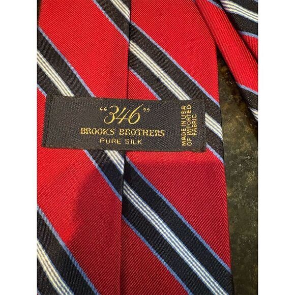Brooks Brothers Men's Red & Blue Striped Silk Tie Classic 57"-60" - Picture 4 of 4